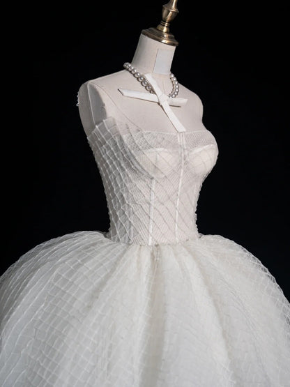 Robes de bal élégantes, bustier asymétrique, en tulle blanc, robe de fin d'études, tenue pour un 20e anniversaire N507
