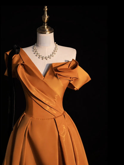 Robe de bal chic asymétrique en satin sans manches, robe de soirée longue pour lycéennes, N1267