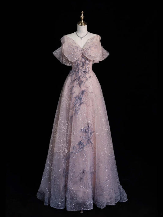 Elegantes, schlichtes A-Linien-Kleid mit herzförmigem Ausschnitt und rosa Pailletten – perfekt für College, festliche Anlässe und den 16. Geburtstag – langes Ballkleid für Teenager N1175