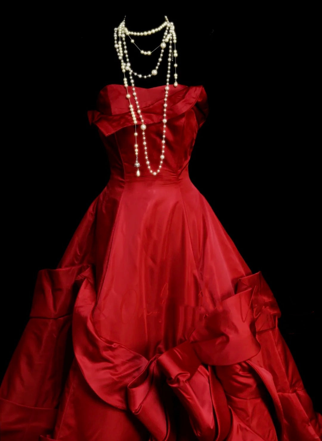 Robe de bal rétro rouge bustier années 60, robe de soirée longue et élégante N831