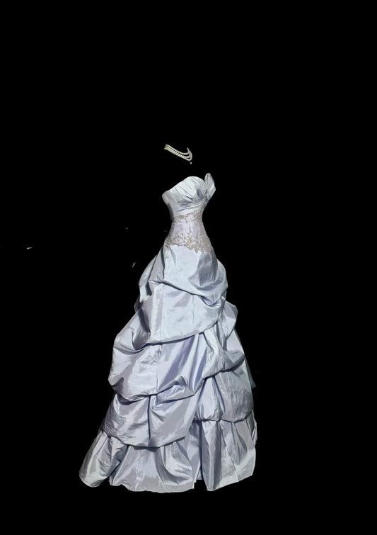 Vintage Ballkleider Prom Queen Sweetheart Helllila Taft 80er Jahre mit Spitze Lange Formelle Abendkleider N3895