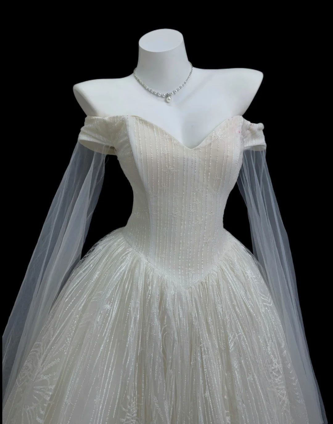 Elegant Ball Gown Off The Shoulder White Sequin With Cape Wedding Bridal Gown Long Wedding Dresses RB4463