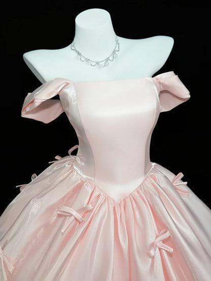 Romantic Ball Gown Off The Shoulder Blush Pink Senior Short With Bow-knot Graduation High School Homecoming Dresses N4521