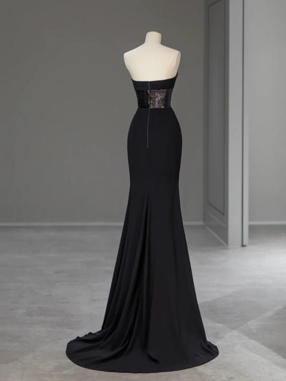 Magnifique Robe Sirène Cœur Soirée Noire Longue Robe de Bal Idée Tenues de Cérémonie RB3993