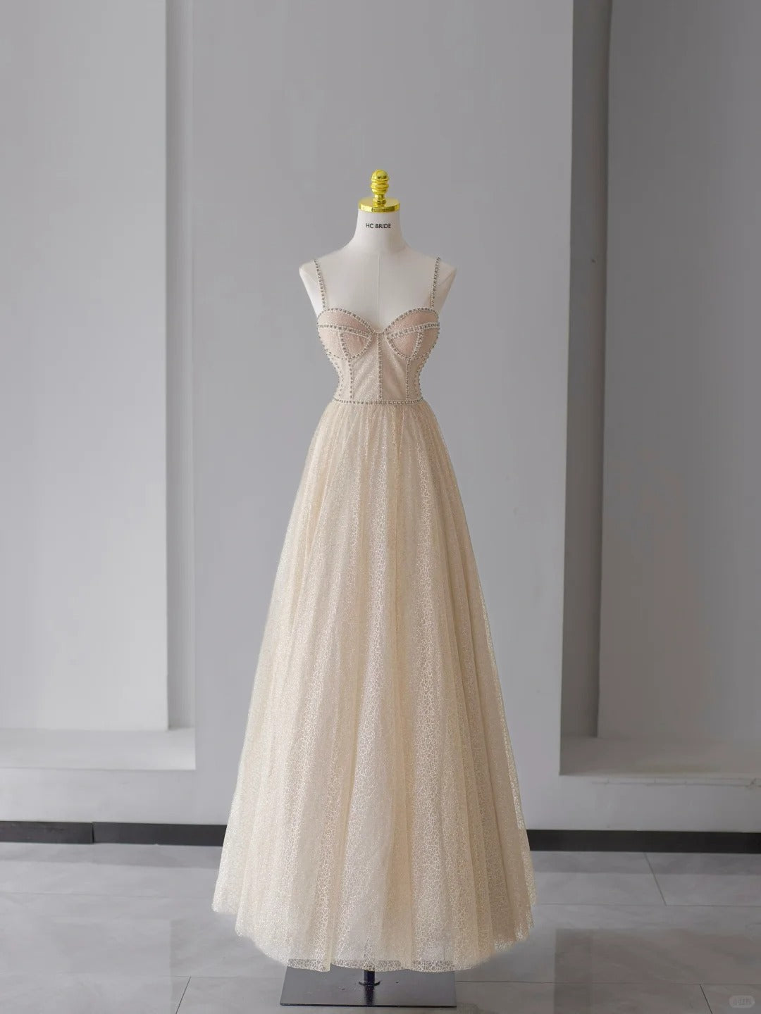Robes de bal modestes à bretelles spaghetti ligne A, robe de soirée longue à paillettes N3086