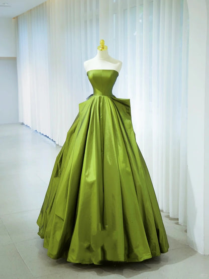 Élégante Robe de Bal bustier en Satin Vert Longue Robe de Soirée Robes de Bal d'Anniversaire 18 Ans N2846