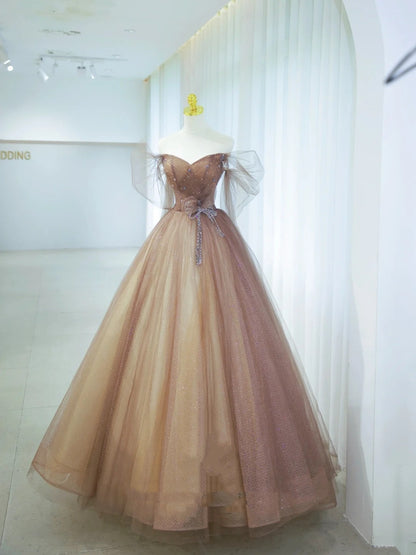 Élégante Robe de Bal Épaules Dénudées en Tulle Longue Robe de Soirée Robe de Bal 18e Anniversaire N2852