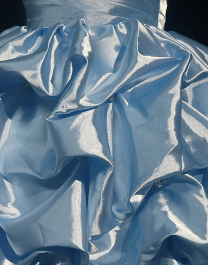 Jolie robe de bal bustier bleu ciel clair pour le 16e anniversaire, robes de bal de rentrée N3807
