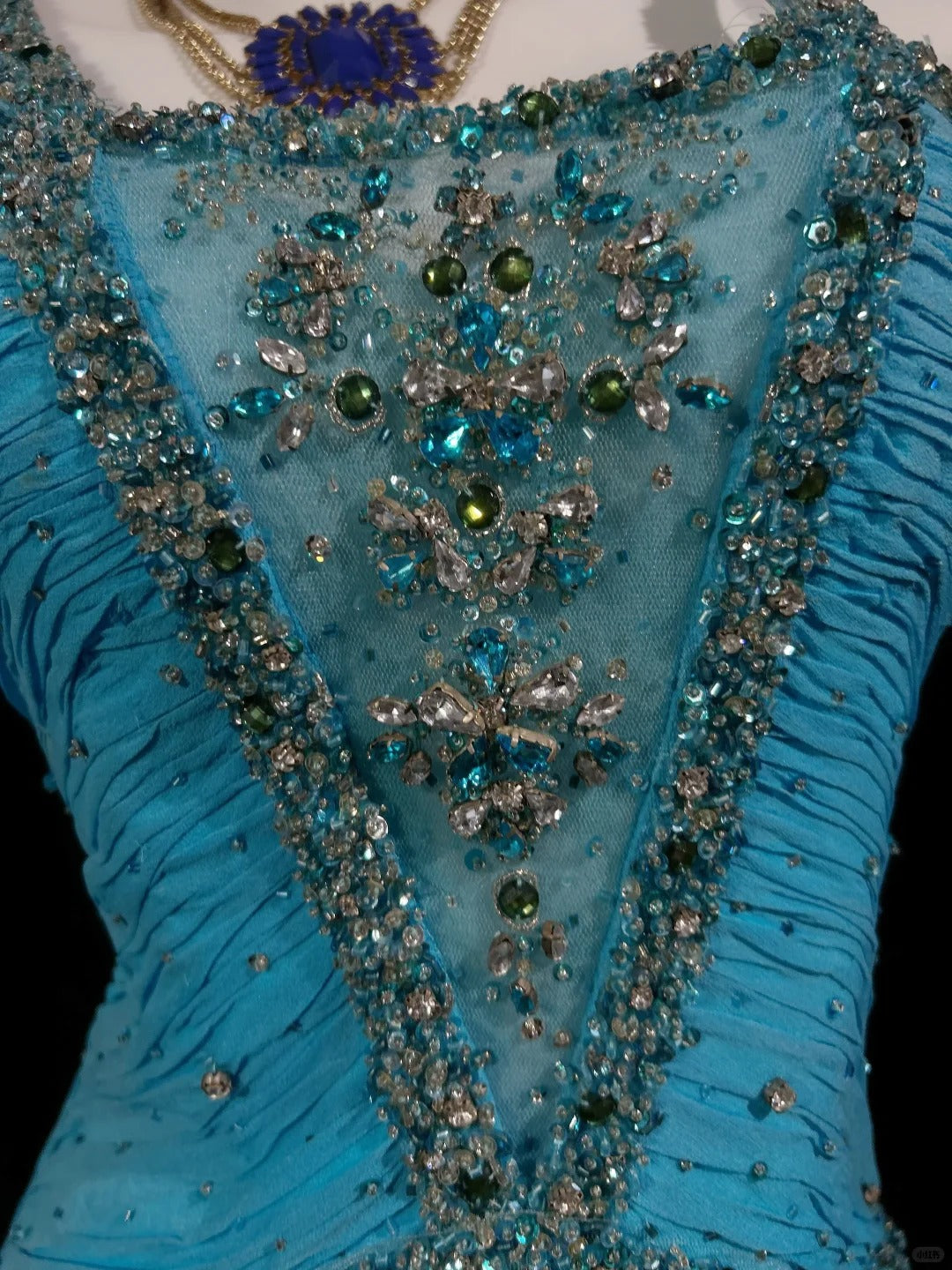 Vintage Ballkleider Meerjungfrau Neckholder Blau Chiffon 80er mit Perlenstickerei Lange Formelle Abendgarderobe N4201