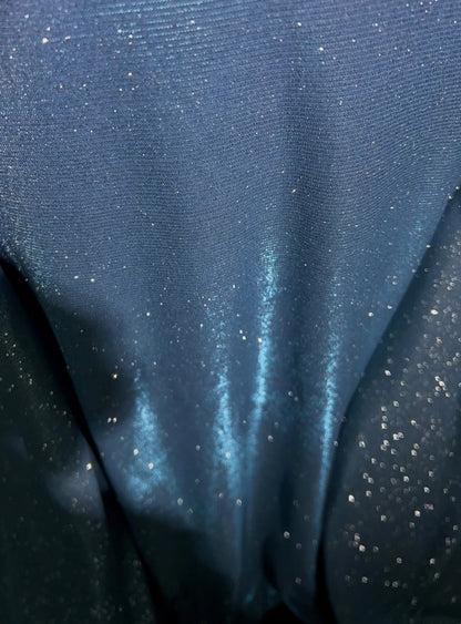Inspiration Robes de Bal Élégantes Sirène Col V Bretelles Paillettes Bleues avec Volants pour Femmes Robe de Soirée N3227