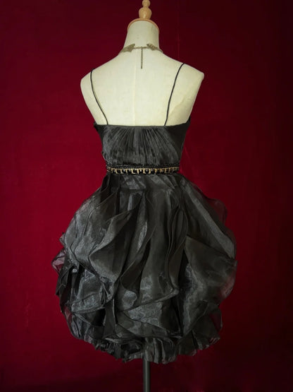 Süßes Ballkleid Spaghettiträger Kleines Schwarzes Kurzes Mini 16. Geburtstagskleid Homecoming Outfits N3641