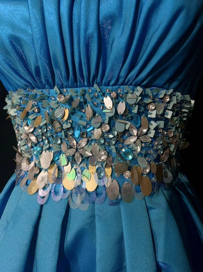 Prinzessin Ballkleid Trägerlos Blau Taft Kurz Mini Homecoming Kleider Hoco Kleider N2907