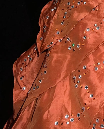 Robe de soirée bustier en taffetas orange pour la remise des diplômes ou le bal de promo, longueur courte, modèle N2891
