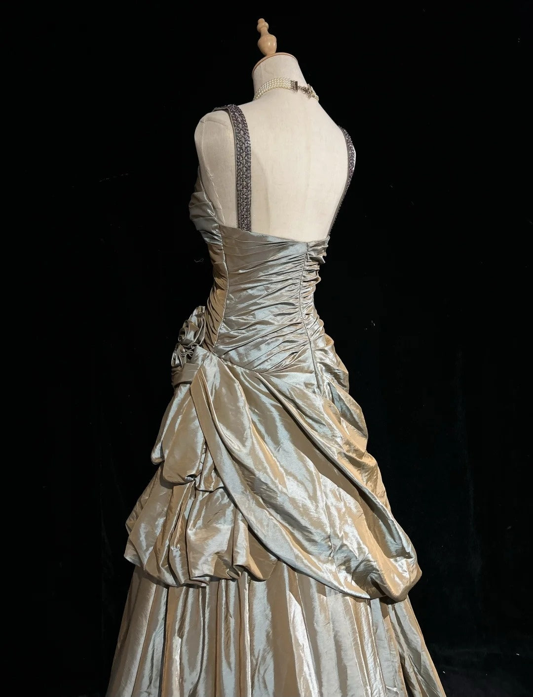 Robes de bal vintage pour le bal des finissants, bustier en cœur avec bretelles, perles champagne, longue robe de soirée N2451