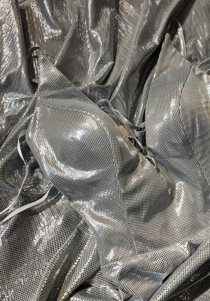 Vintage Abschlussballkleider Inspo Meerjungfrau Spaghettiträger Silber Rückenfrei 80er Lange Abendkleid N2741