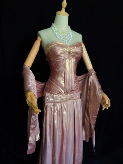 Idées de robes de bal modestes, trapèze, bustier cœur, rose avec perles et cape pour femme, robe de soirée formelle N3268