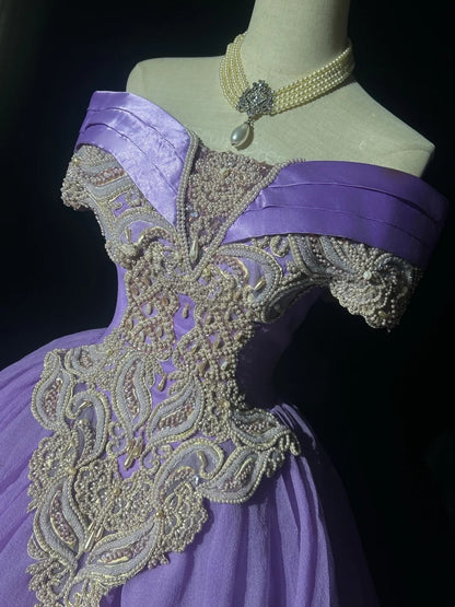 Robes de bal de princesse à épaules dénudées avec perles, tenue de soirée formelle N3885