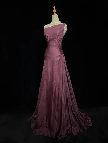 Schöne Abschlussballkleider Meerjungfrau One Shoulder Lila Lange Formelle Abendgarderobe N3664