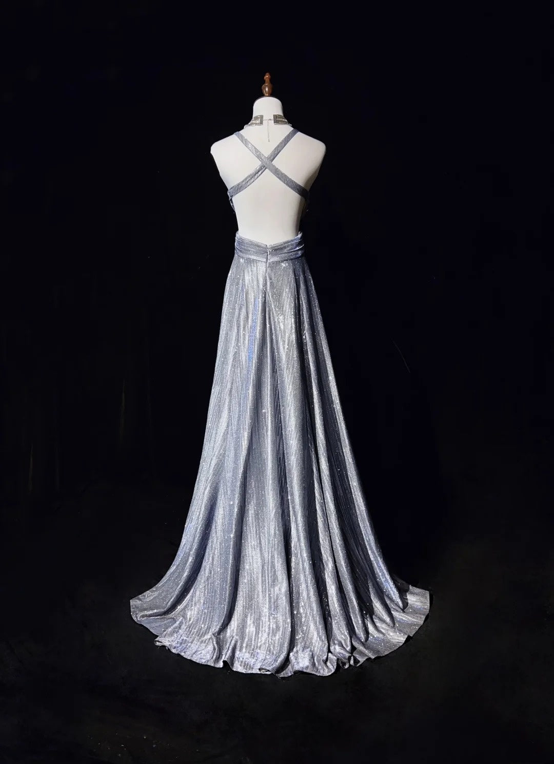 Robes de Bal Vintage Années 60, Ligne A, Bretelles Fines, Lilas, Dos Nu, Pailletées, Avec Longue Robe de Bal Volants N3113