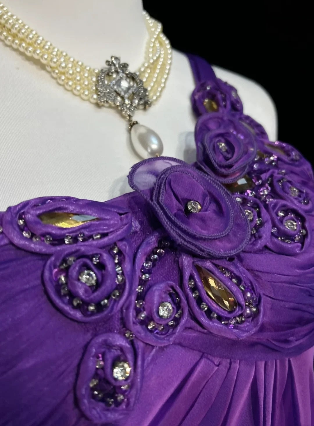 Vintage Prom Aesthetic Dresses A Line One Shoulder Purple Chiffon With Beading Long Formal Dress N3015