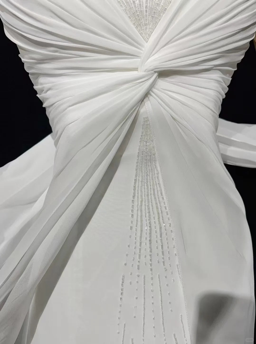 Simple Wedding Dresses A Line Spaghetti Strap Chiffon White Pleated Summer Beach Long Wedding Gown N3831