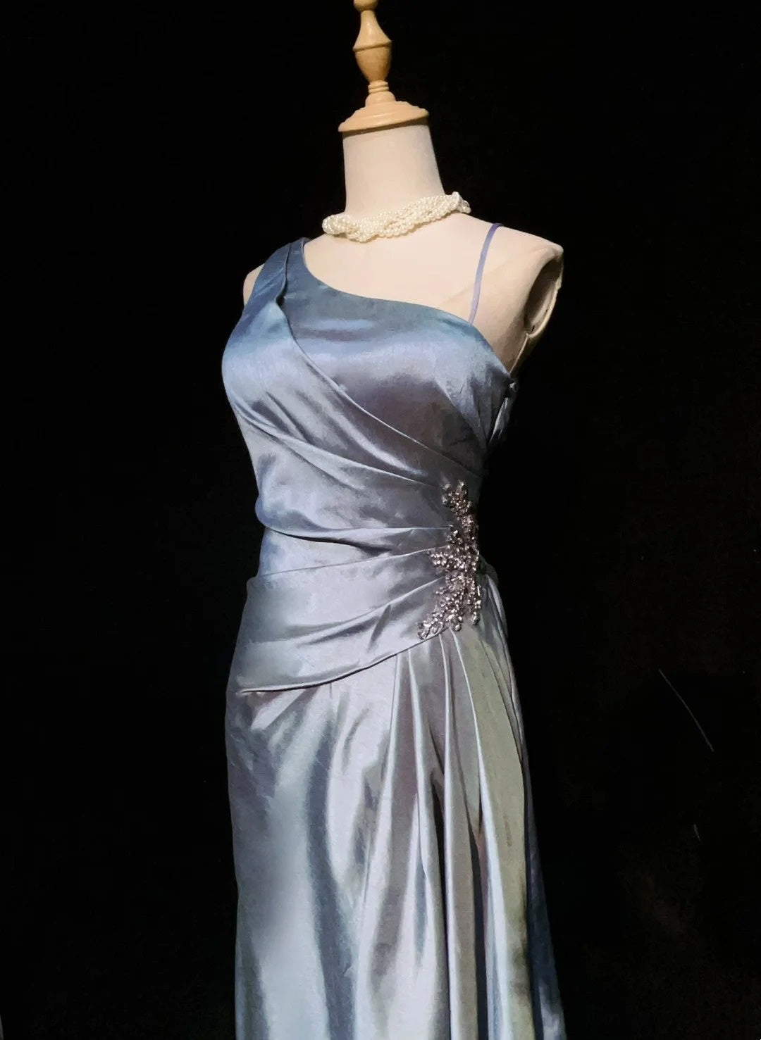 Robes de bal élégantes coupe trapèze, une épaule, en satin lavande avec volants, longue robe de soirée N2911