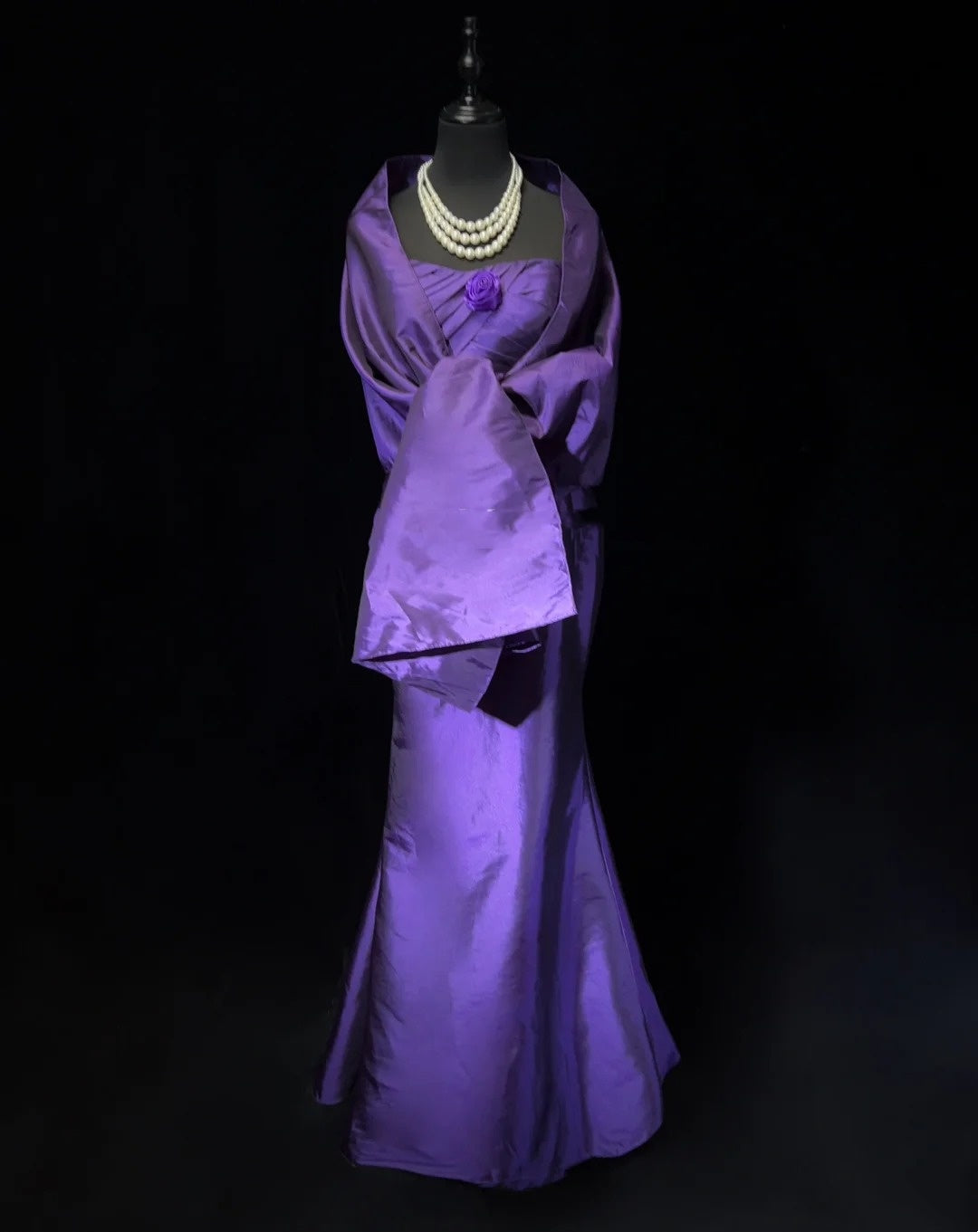 Robes de bal intemporelles sirène col cœur couleur raisin avec fleurs longues tenues de soirée N3295