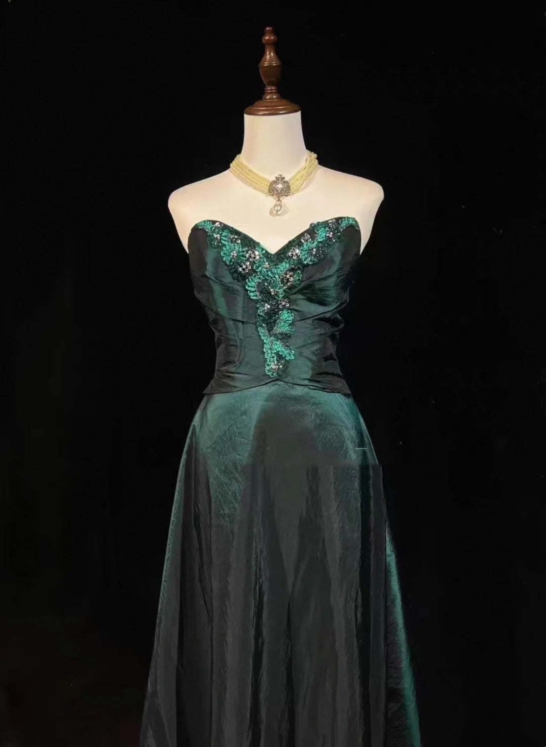 Emerald Green Prom Dress Inspo A Line Sweetheart Satin With Appliques Birthday Outfits Formal Party Gown RC0115