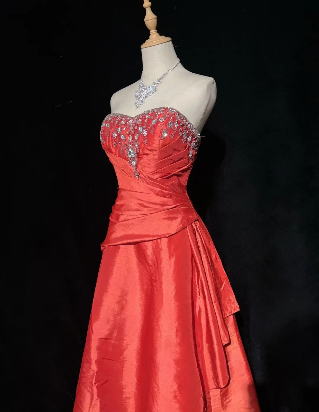 Glamour Ballkleid Abendkleid Sweetheart Rostrot mit Perlen Abendgarderobe N3818