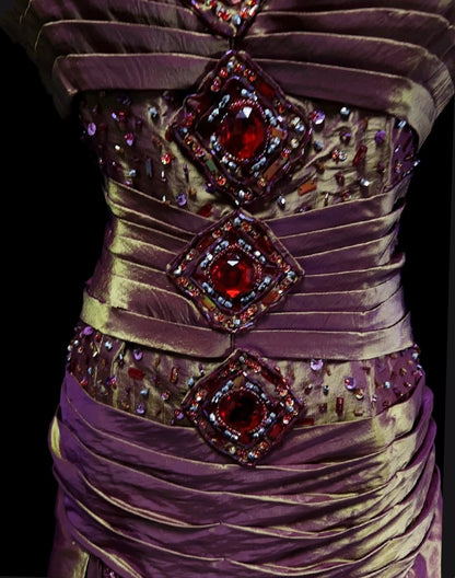 Robes de bal élégantes coupe trapèze en taffetas couleur raisin à fines bretelles avec volants, longue robe de soirée N2910