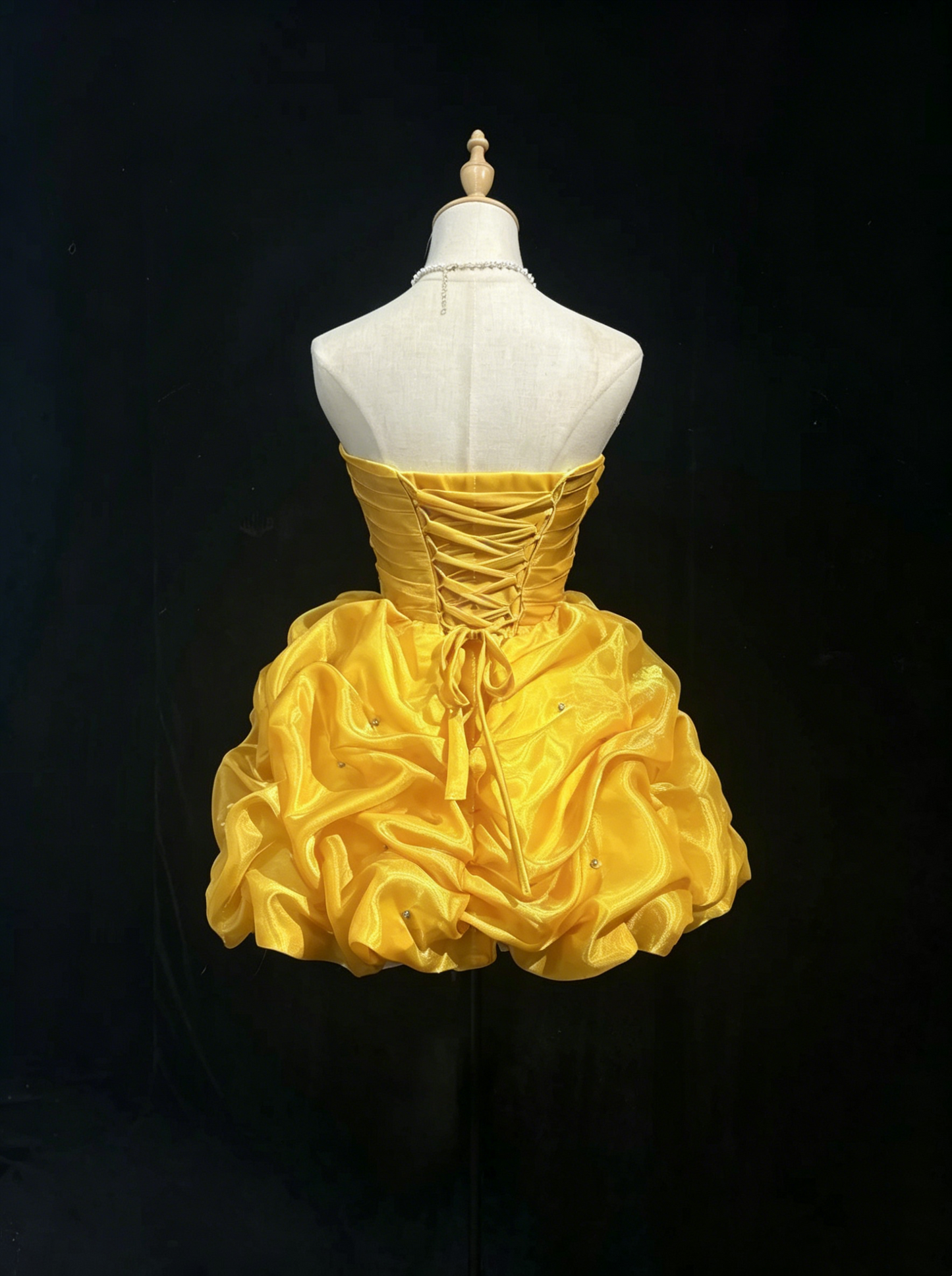 Jolie robe de soirée courte jaune avec bustier en cœur, robe de cocktail, robe de bal, robes de retour à la maison N3817