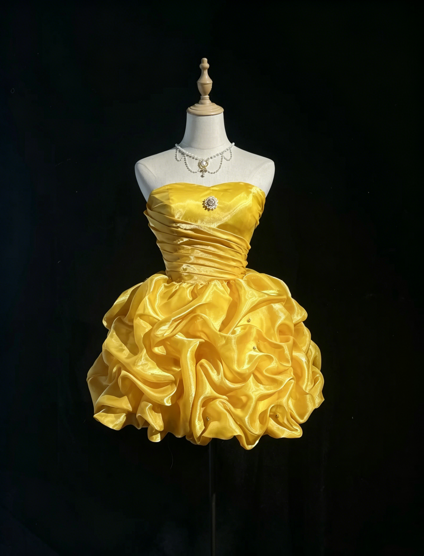 Jolie robe de soirée courte jaune avec bustier en cœur, robe de cocktail, robe de bal, robes de retour à la maison N3817