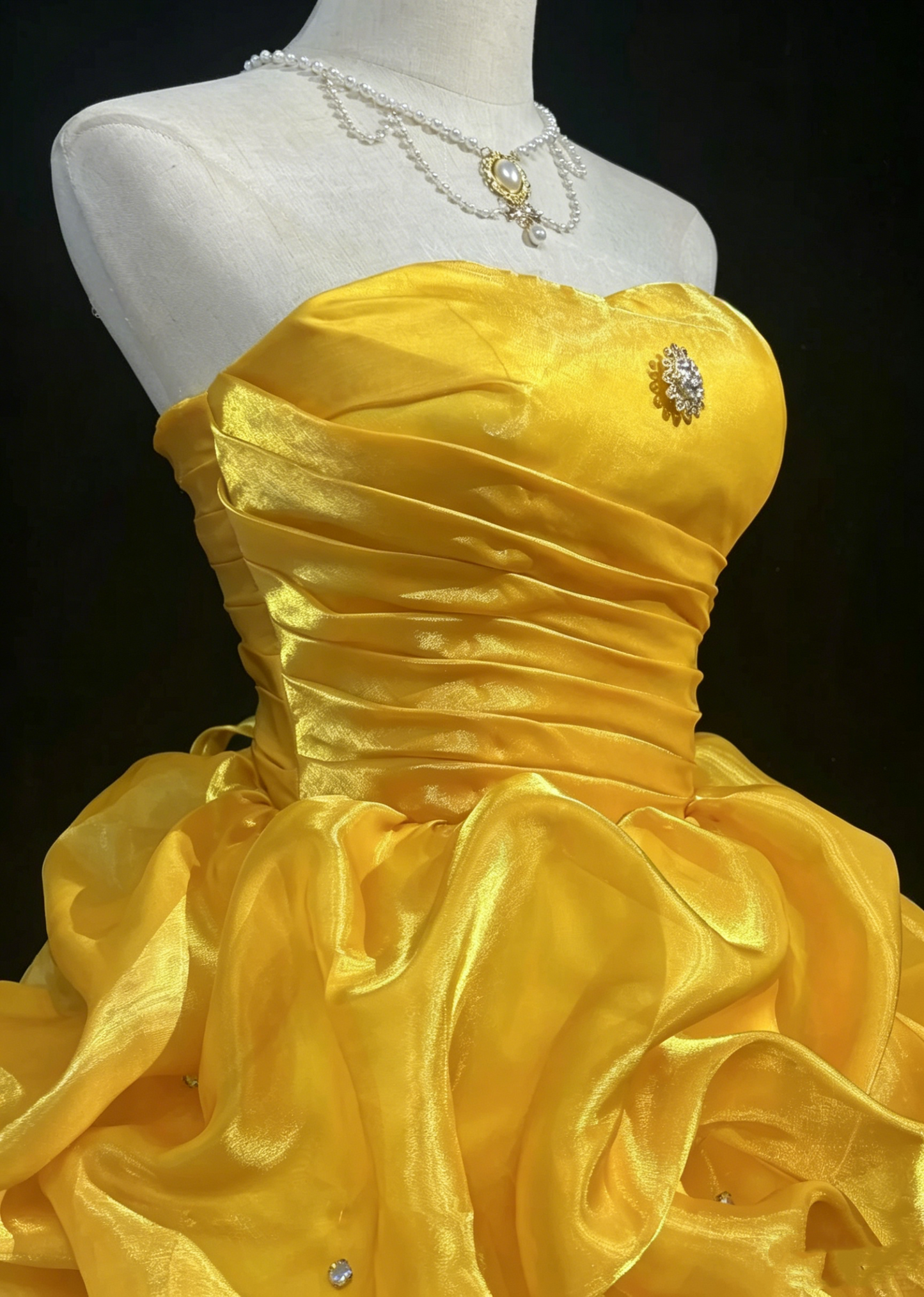 Jolie robe de soirée courte jaune avec bustier en cœur, robe de cocktail, robe de bal, robes de retour à la maison N3817