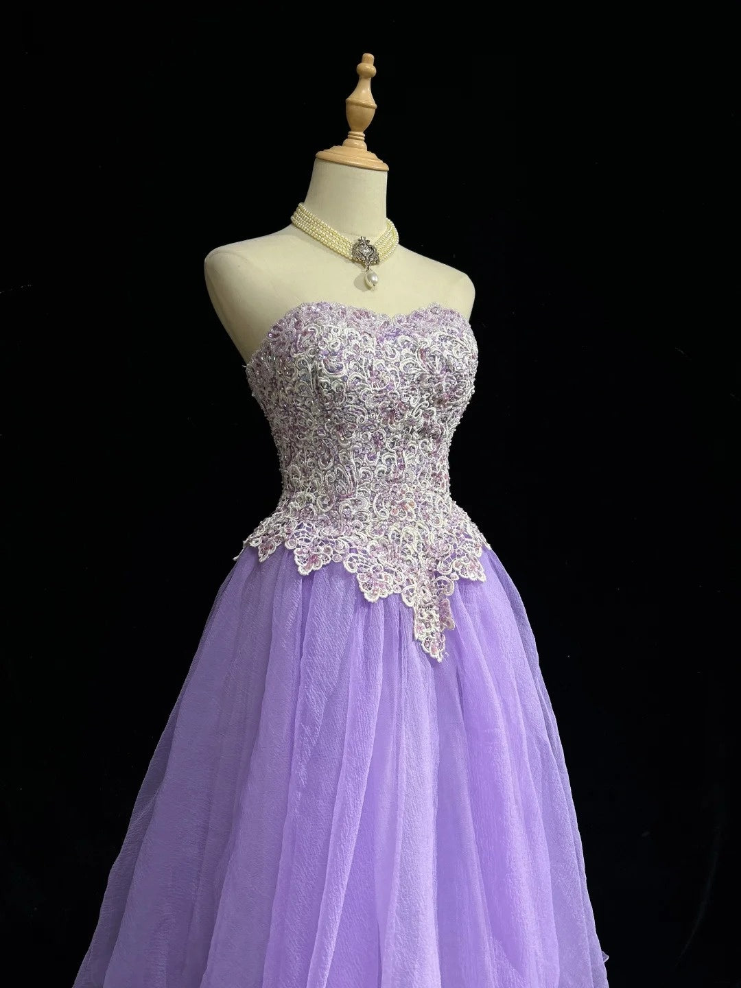 Robe de bal vintage bustier en tulle lilas, dentelle style Y2K années 2000, longueur genou, robes de rentrée des classes N3124
