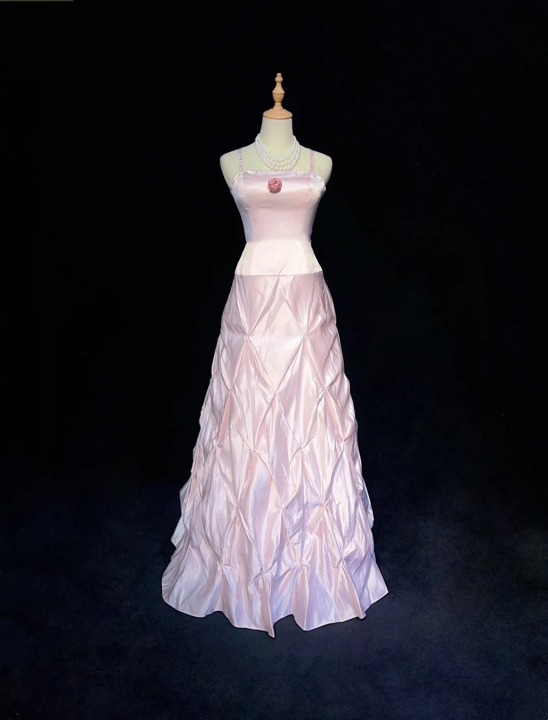 Vintage Prom Dresses 1950s Retro Classy A line Spaghetti Strap Pink Evening Outfits With Cape N3003