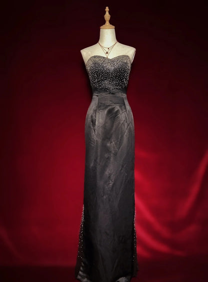 Idées de robes de bal modestes Robe de soirée fourreau bustier en cœur avec perles pour femme Robe de soirée N3264