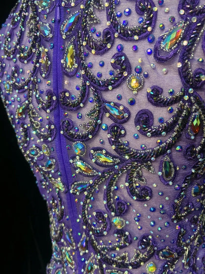 Jolies robes de bal courtes en satin violet avec encolure en cœur, robes de rentrée Hoco N2596