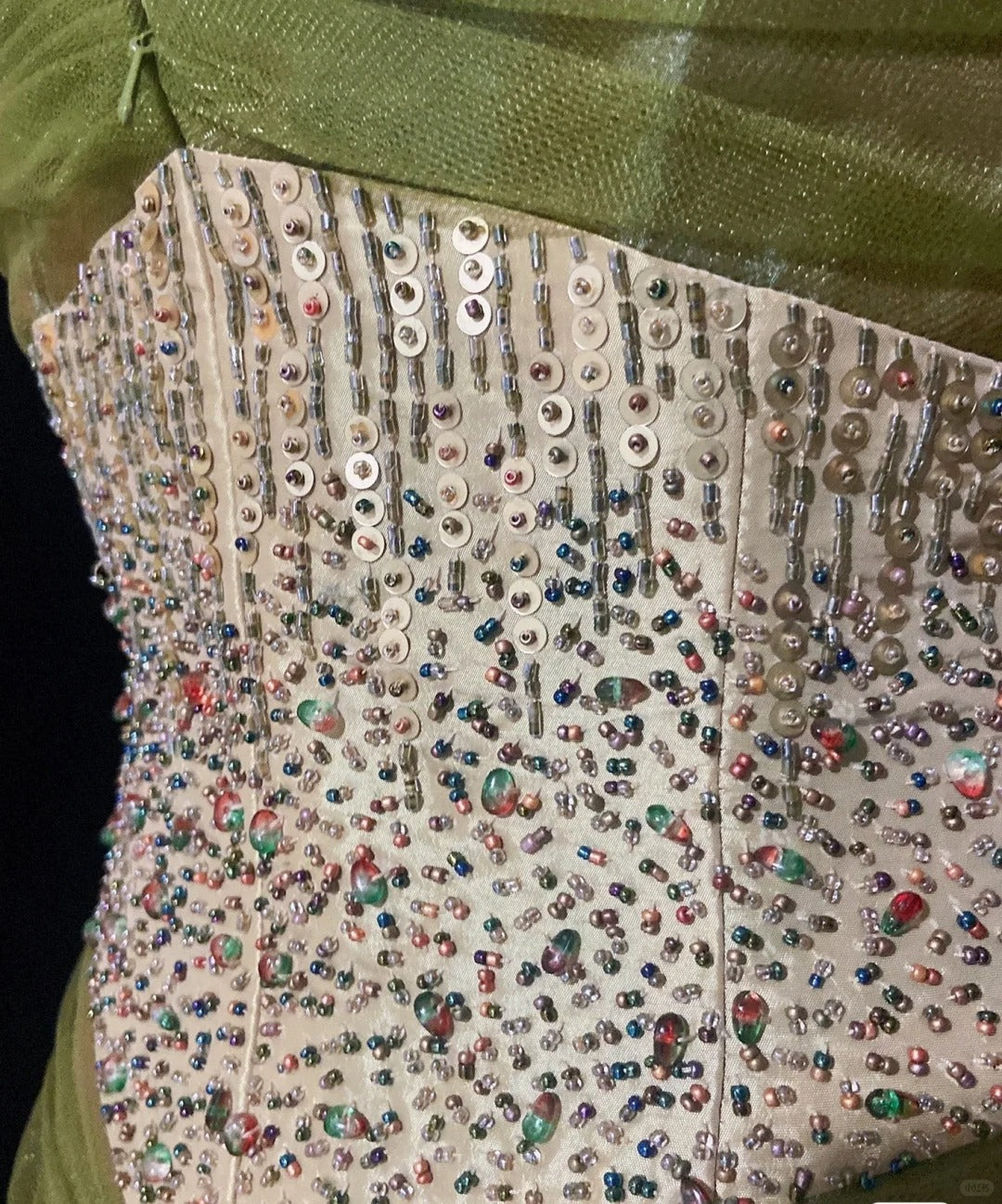 Robes de bal modestes d'inspiration sirène, bretelles spaghetti, mousseline verte avec perles, robes de soirée longues années 80 N3409