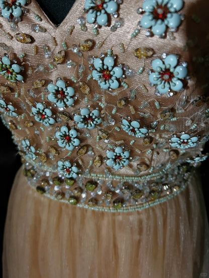 Robes de bal vintage des années 80, coupe trapèze, bretelles spaghetti, tulle champagne, longues, tenues de soirée semi-formelles N3649