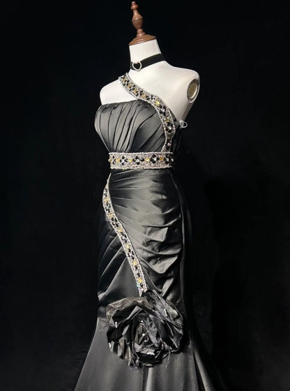 Robe de soirée sirène vintage asymétrique à une épaule, longue, pour bal de promo, tenues formelles RB3936