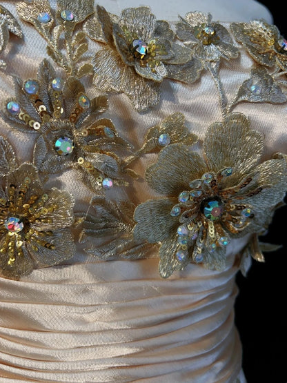 Vintage Prom Dresses Inspo Mermaid One Shoulder Tulle Gold 90s With Appliqued Formal Gowns N3343