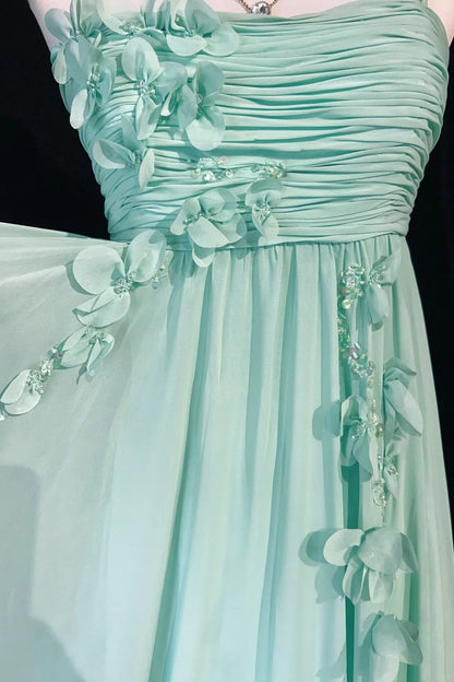 Vintage Prom-Kleider A-Linie Spaghettiträger Mintgrün Chiffon Ärmellos 1980er Lange Formelle Abendrobe N2630