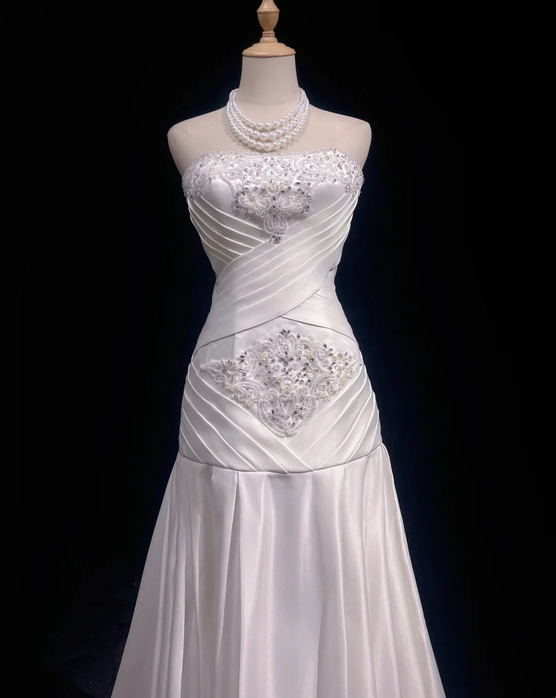 Robes de bal vintage des années 90 sirène bustier en mousseline blanche avec perles à volants longue robe de bal N3036
