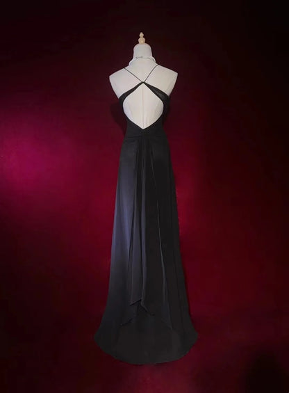 Robe de soirée vintage trapèze à fines bretelles avec perles, robe longue de bal des années 80 N2730