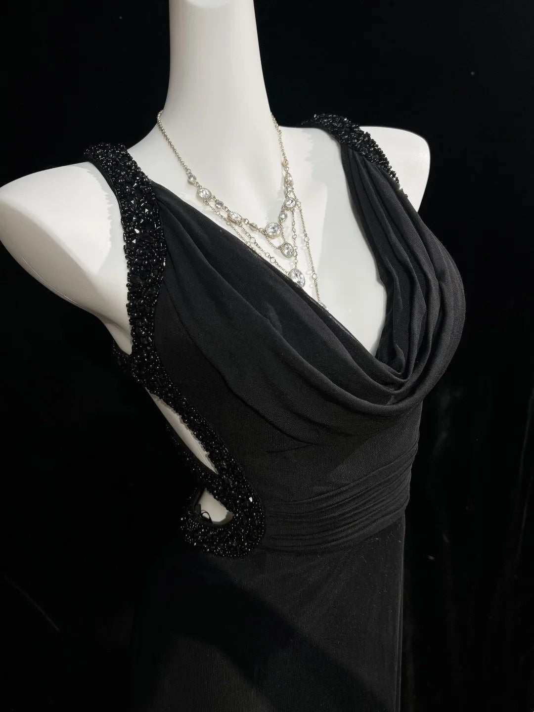 Vintage Prom Dresses 80s Mermaid Straps Black Tie Dress Backless Long With Beading Evening Formal Outfits RB5139