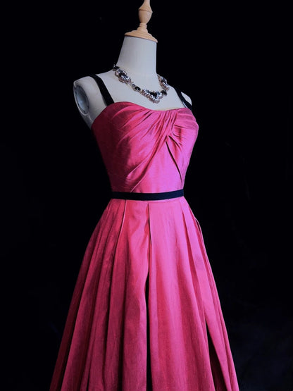 Einfache Abschlussballkleider Inspiration A-Linie Spaghettiträger Hot Pink 80er Jahre Lange Abendkleider N3387