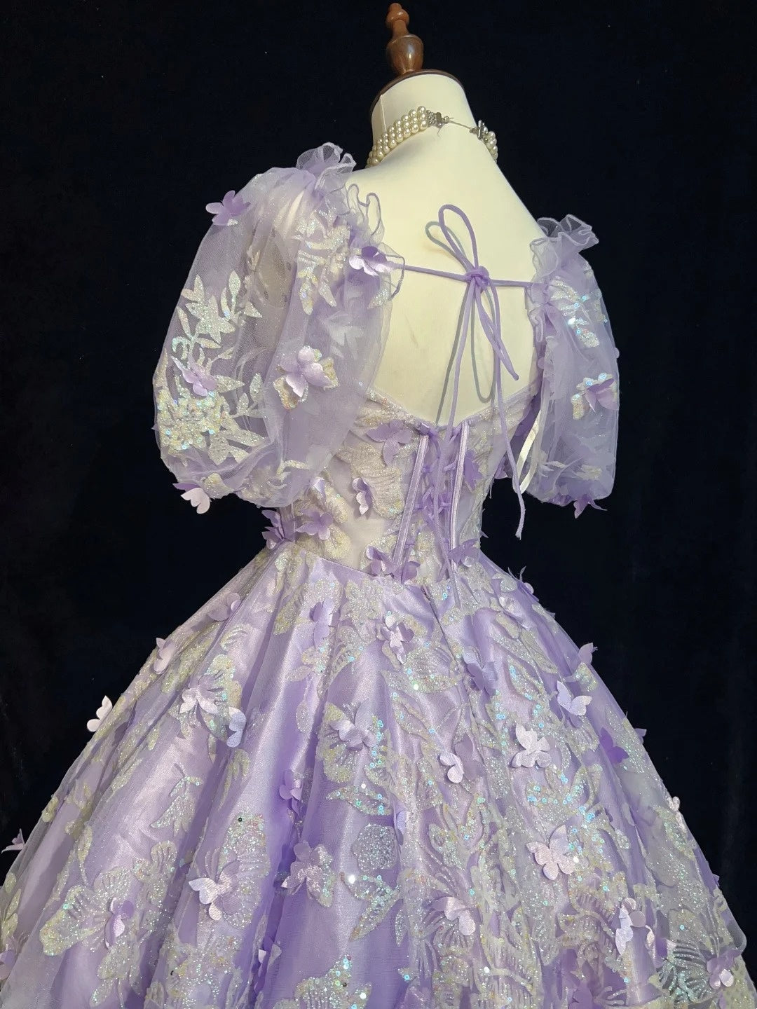 Hübsches Ballkleid mit eckigem Ausschnitt, lila Spitze, kurzes Mini-Heimkehrkleid, Hoco-Kleider N2632