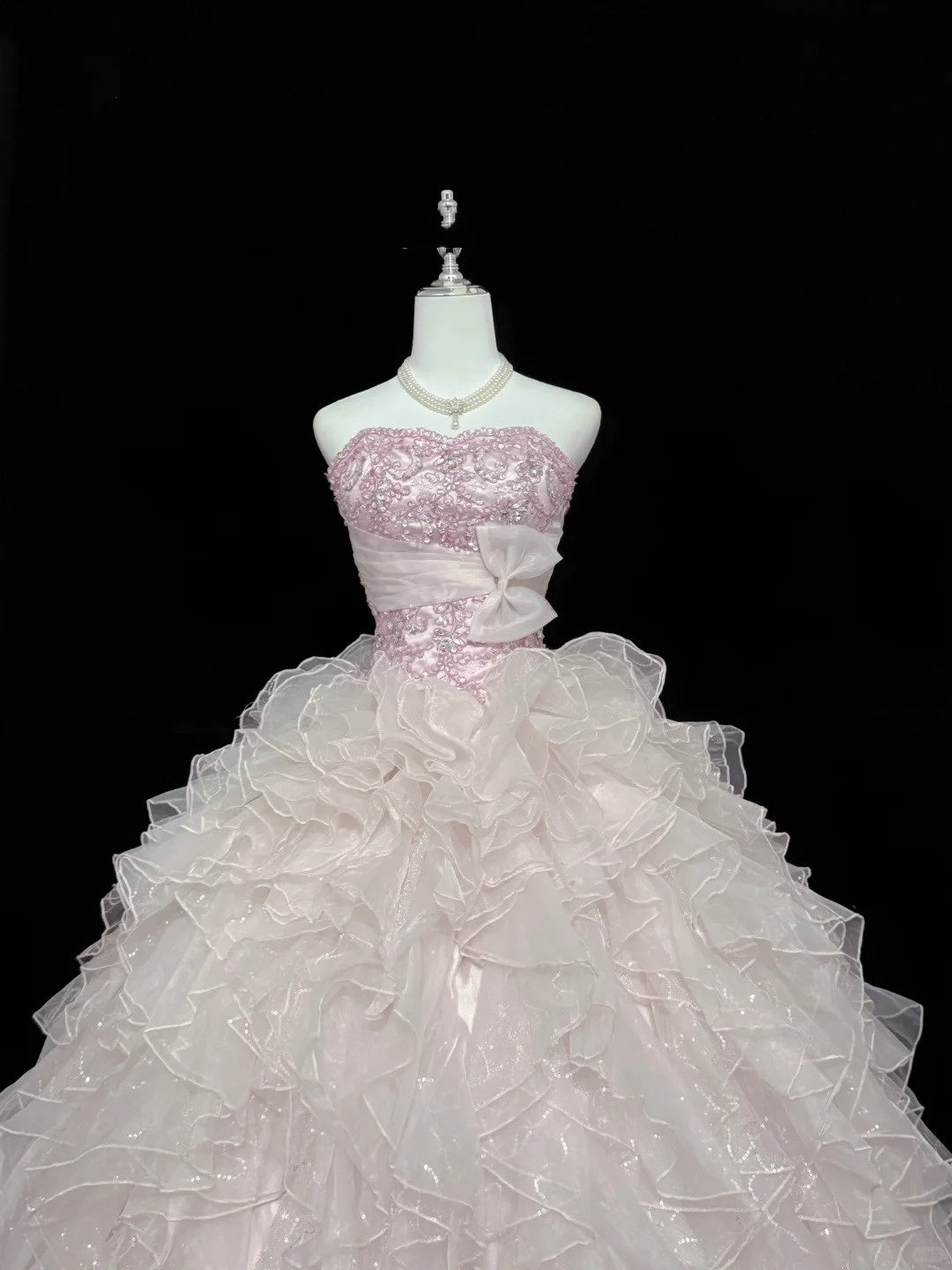 Lange Ballkleider für den 16. Geburtstag, langes Sweet-Sixteen-Geburtstagskleid, trägerloses rosa Festkleid RC0299