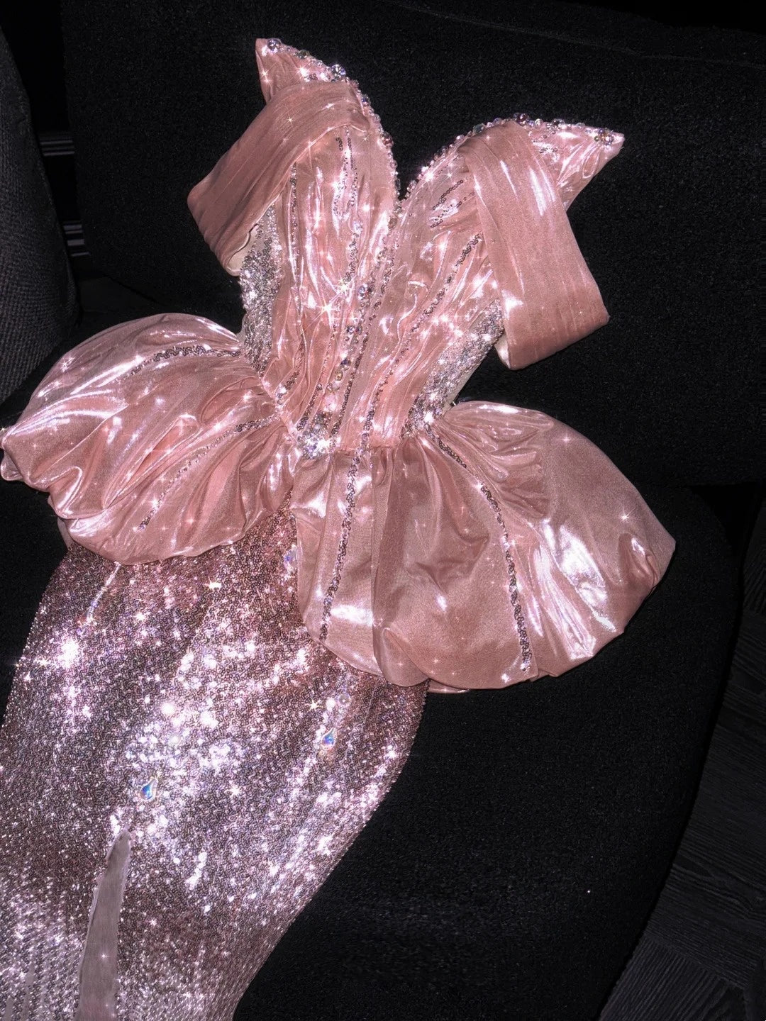 Prinzessin Meerjungfrau trägerloses pinkfarbenes Pailletten-Abendkleid, langes formelles Abendkleid, formelles Kleid zum 18. Geburtstag, Ballkleid N737