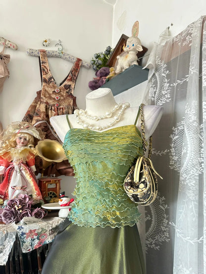 Robes de Bal Élégantes Sirène Bretelles Spaghetti Vert Sans Manches Tenues de Soirée Formelles N3779